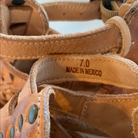 Free People Bed Stu Claire Gladiator Tan Leather Sandals Sz 7 - Picture 11 of 14